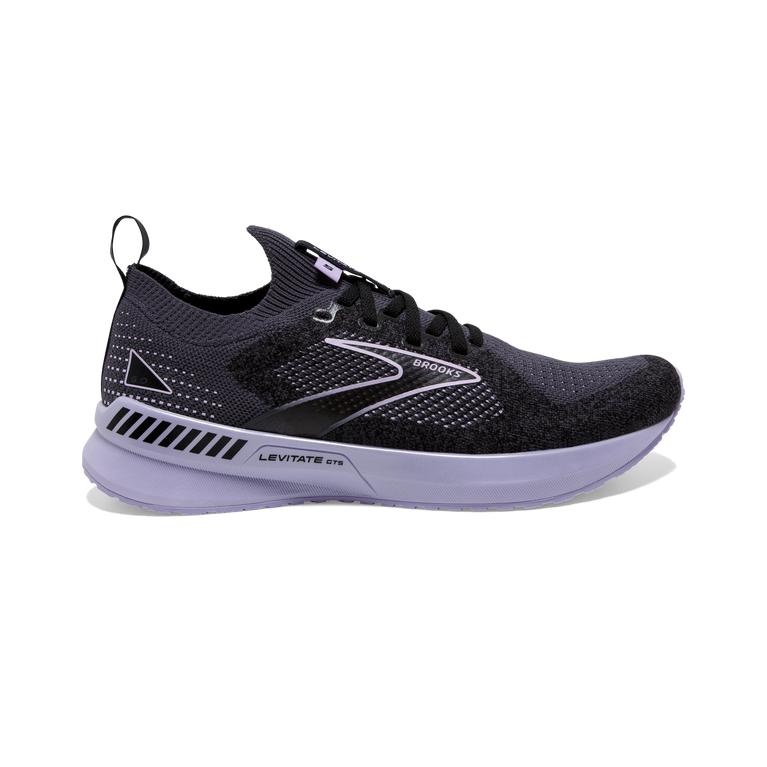 Brooks Levitate StealthFit GTS 5 Women's Road Running Shoes - Black/Ebony/grey Charcoal/MediumPurple